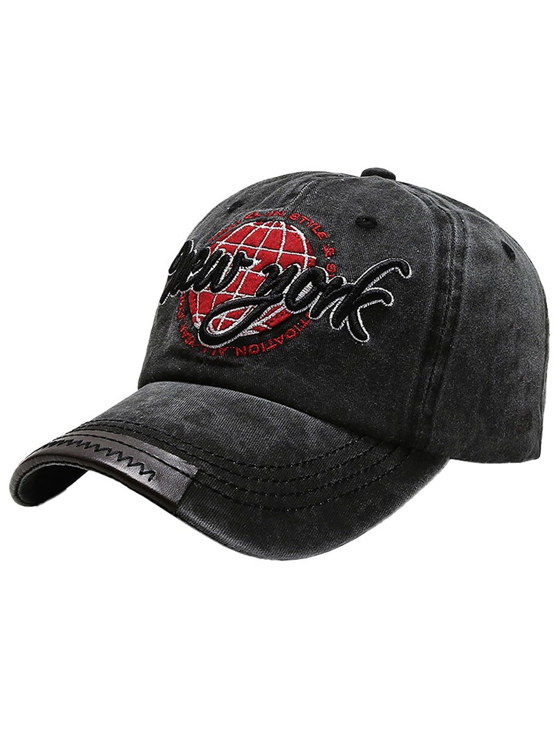 Excefore Vintage Baseball Cap - Unisex Casual Cotton Trucker Hat with Embroidery Letter, Washed Distressed Design - Adjustable Breathable Summer Sun Hat for Outdoor Sports  - Image 1