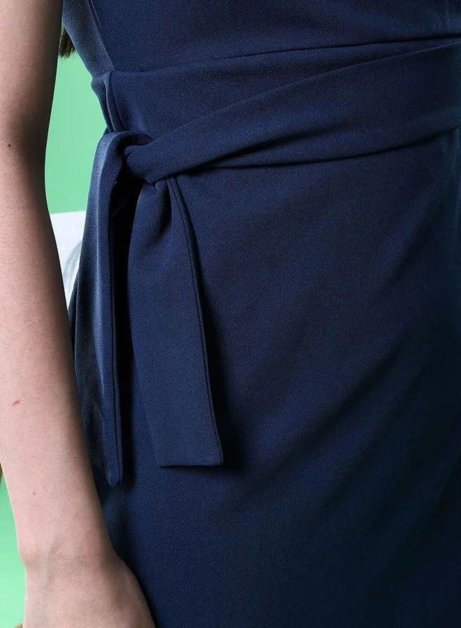 Freehand  Women Regular Fit Solid Asymmetric Neck Sleeveless One Shoulder Dress for Women | Best Price UAE