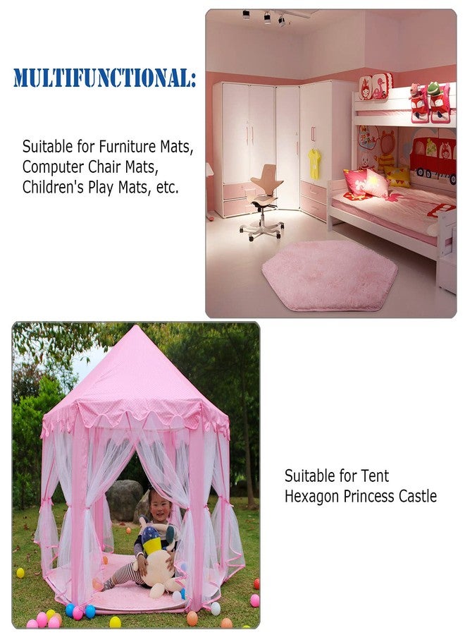 WESTLINK Hexagon Rug Pad Mat for Kids Playhouse Play Tent Soft Coral Pink - Image 3