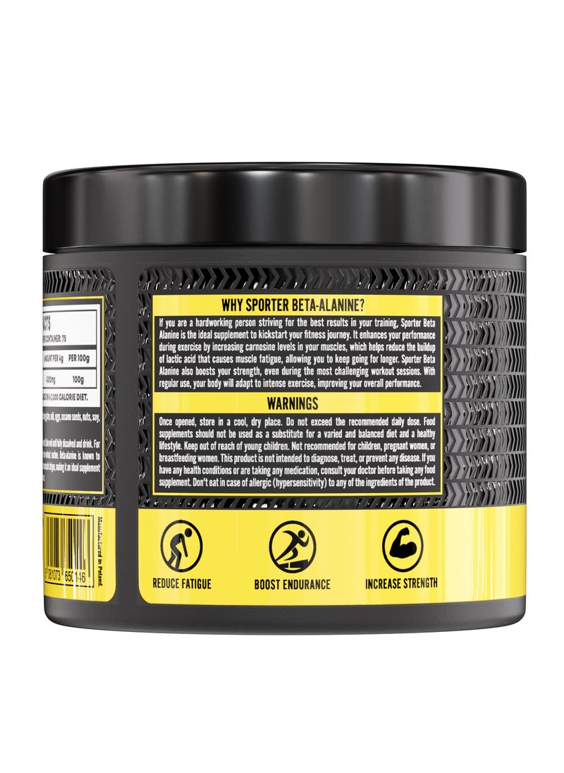 SPORTER Sporter Beta Alanine – 300g | 4000mg Per Serving | Unflavoured | Boosts Endurance & Strength | Reduces Fatigue | 75 Servings  - Image 3
