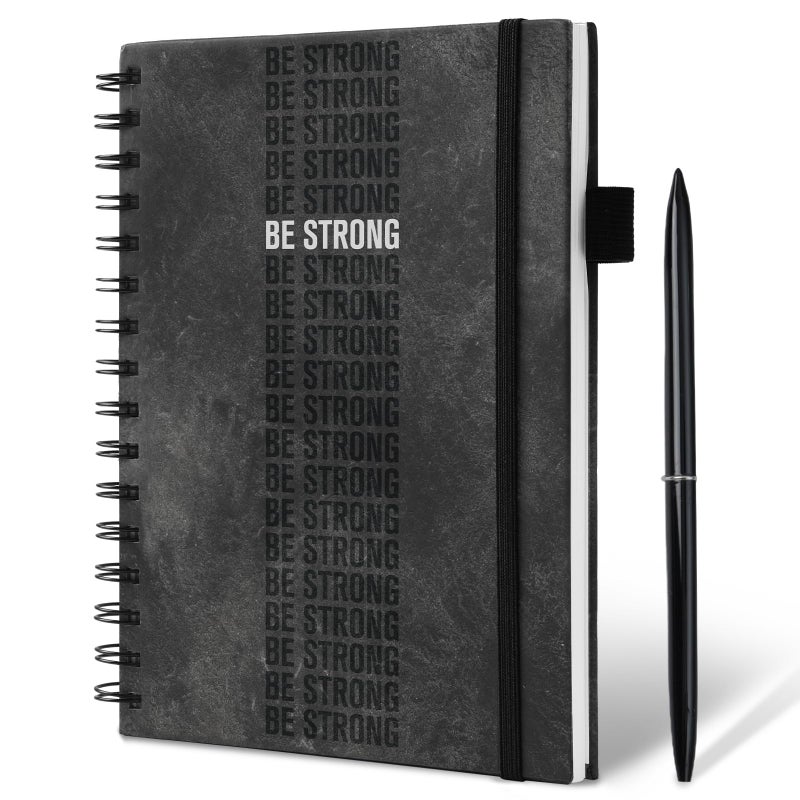 Plauthus Workout Journal for Men & Women, Workout Planner with Monthly Calendar, ( 8.3" x 6") Grayish-black Texture Hardcover Workout Log Book Track Training, Diet, Progress, Achieve Wellness Goals, Perfect for Fitness Enthusiast - Image 1