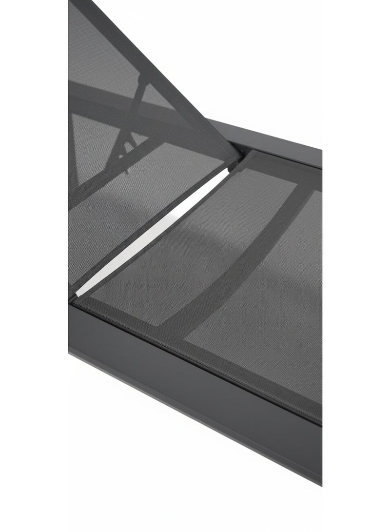 MEGA CART Outdoor Sun Lounger, Quick-Dry Mesh Top, Adjustable Backrest, Dark Gray - Image 4