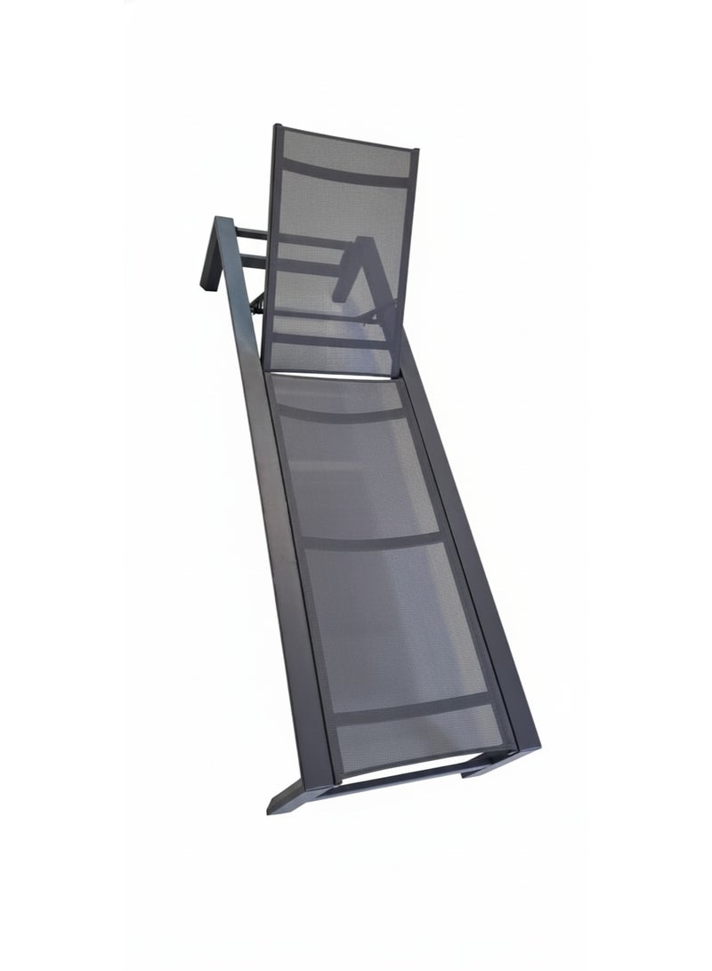 MEGA CART Outdoor Sun Lounger, Quick-Dry Mesh Top, Adjustable Backrest, Dark Gray - Image 2