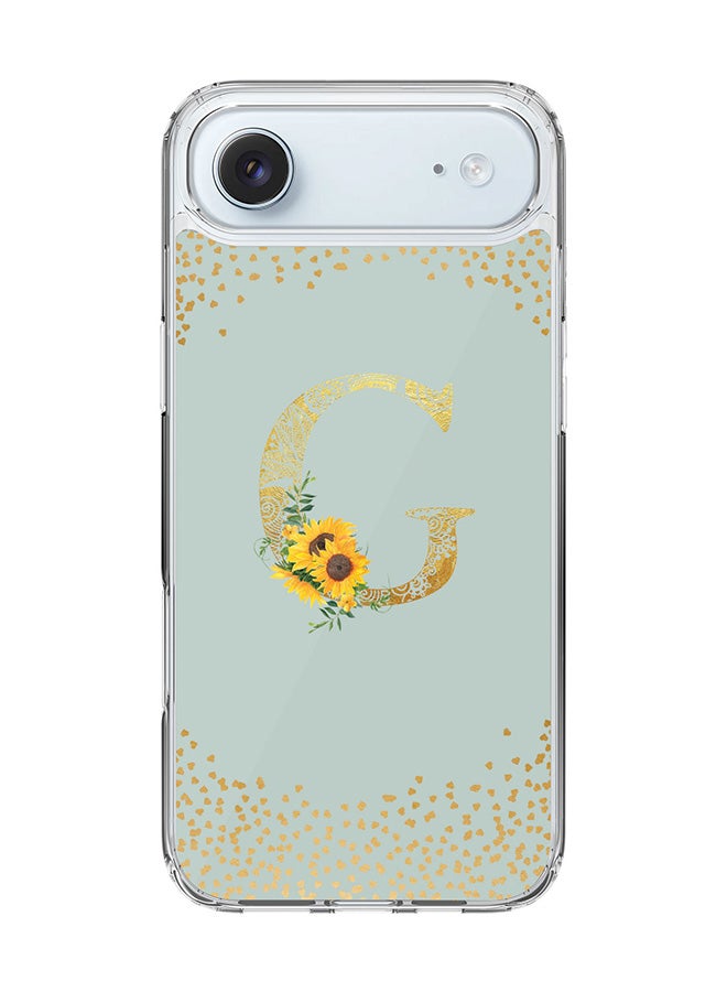 Stylizedd Classic Clear MagSafe Case for iPhone 17 Air , Hybrid Soft Case Flexible Edges Anti Drop TPU PC Gel Thin Transparent Cover [ Designed for iPhone 17 Air ] - Custom Monogram Initial Letter Floral Pattern Alphabet - G  (Light Grey )