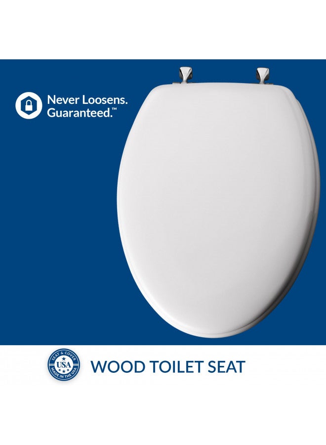 Mayfair MAYFAIR 1844CP 000 Toilet Seat with Chrome Hinges will Never Come Loose, ELONGATE , White  - Image 3