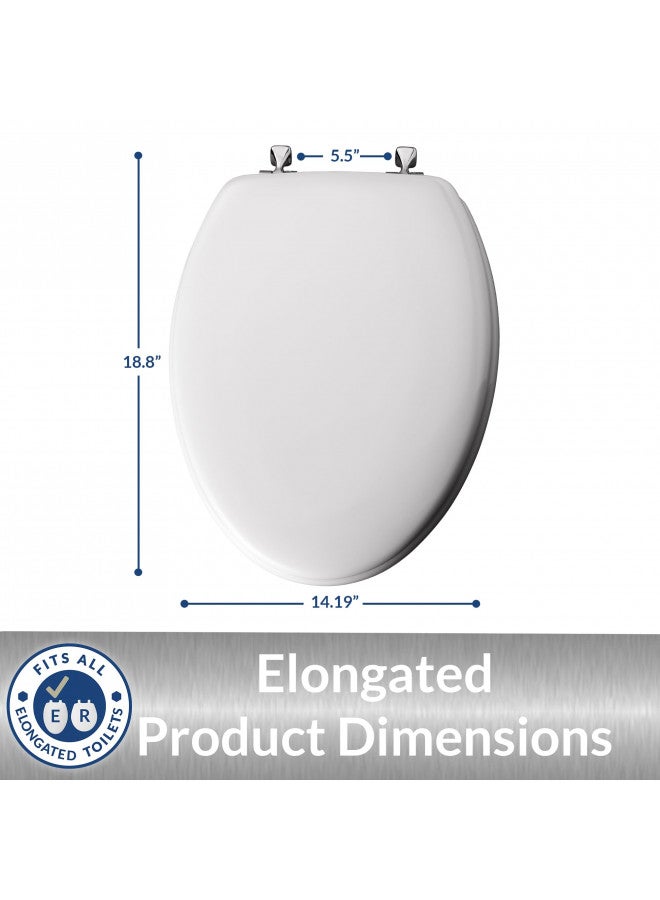 Mayfair MAYFAIR 1844CP 000 Toilet Seat with Chrome Hinges will Never Come Loose, ELONGATE , White  - Image 5