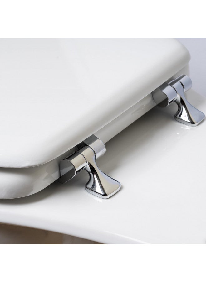 Mayfair MAYFAIR 1844CP 000 Toilet Seat with Chrome Hinges will Never Come Loose, ELONGATE , White  - Image 2