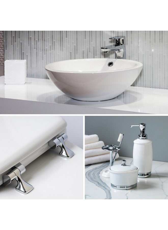 Mayfair MAYFAIR 1844CP 000 Toilet Seat with Chrome Hinges will Never Come Loose, ELONGATE , White  - Image 4