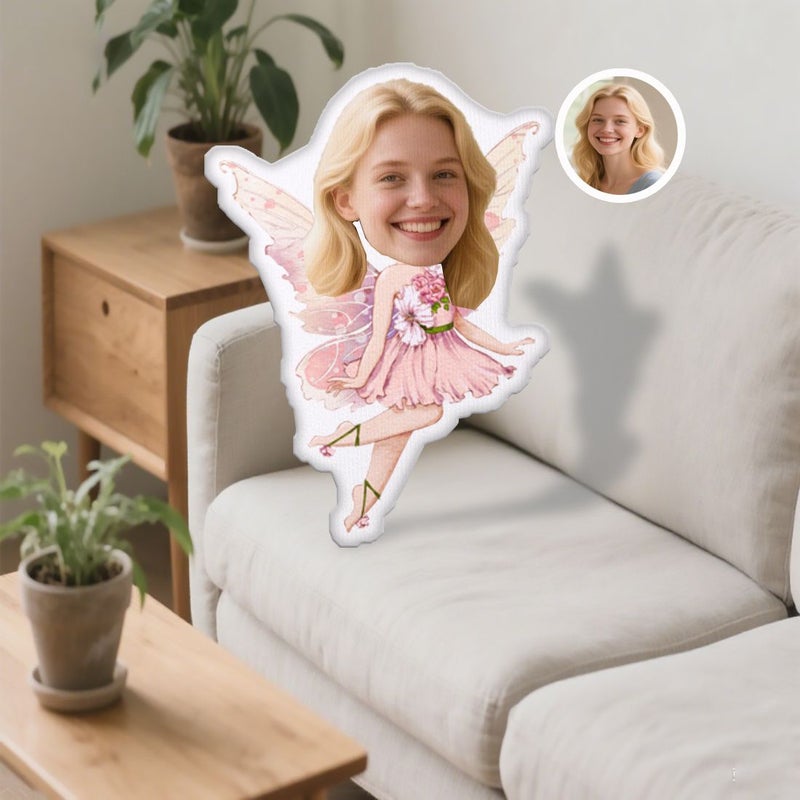 Custom Photo Throw Pillow With Vintage Fairy Design 20 Inch Home Decor - Image 1