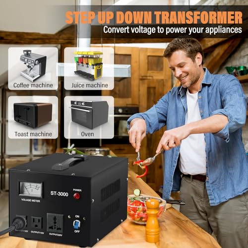 YaeCCC ST-3000 Voltage Transformer Converter Regulator with Voltage Meter - Step Up/Down - 110V/220V - Circuit Breaker Protection - Image 2