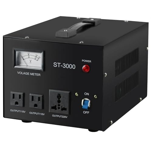 YaeCCC ST-3000 Voltage Transformer Converter Regulator with Voltage Meter - Step Up/Down - 110V/220V - Circuit Breaker Protection - Image 1
