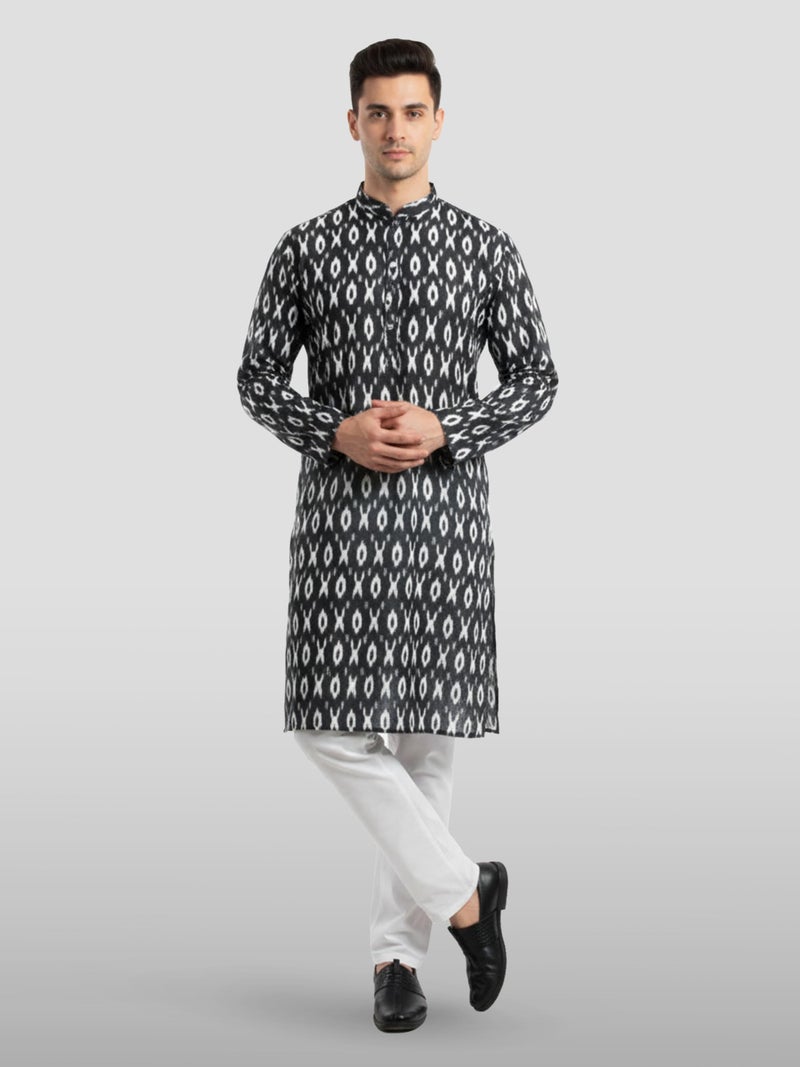 VASTRAMAY Men's Black Linen Kurta - Image 4