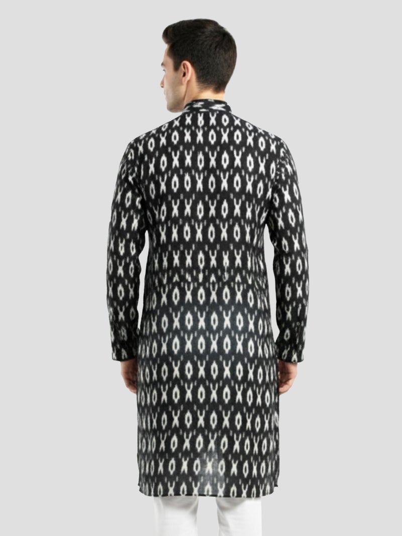 VASTRAMAY Men's Black Linen Kurta - Image 3