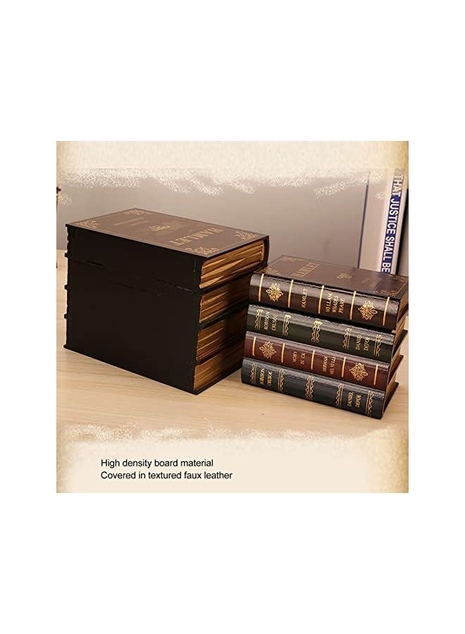 The Bros صندوق كتاب زخرفي، صندوق تخزين على شكل كتاب عتيق، صندوق تخزين على شكل كتاب من لوح كثيف، وظيفة تخزين، زينة مكتبية، منزلية (صغير) - Image 2