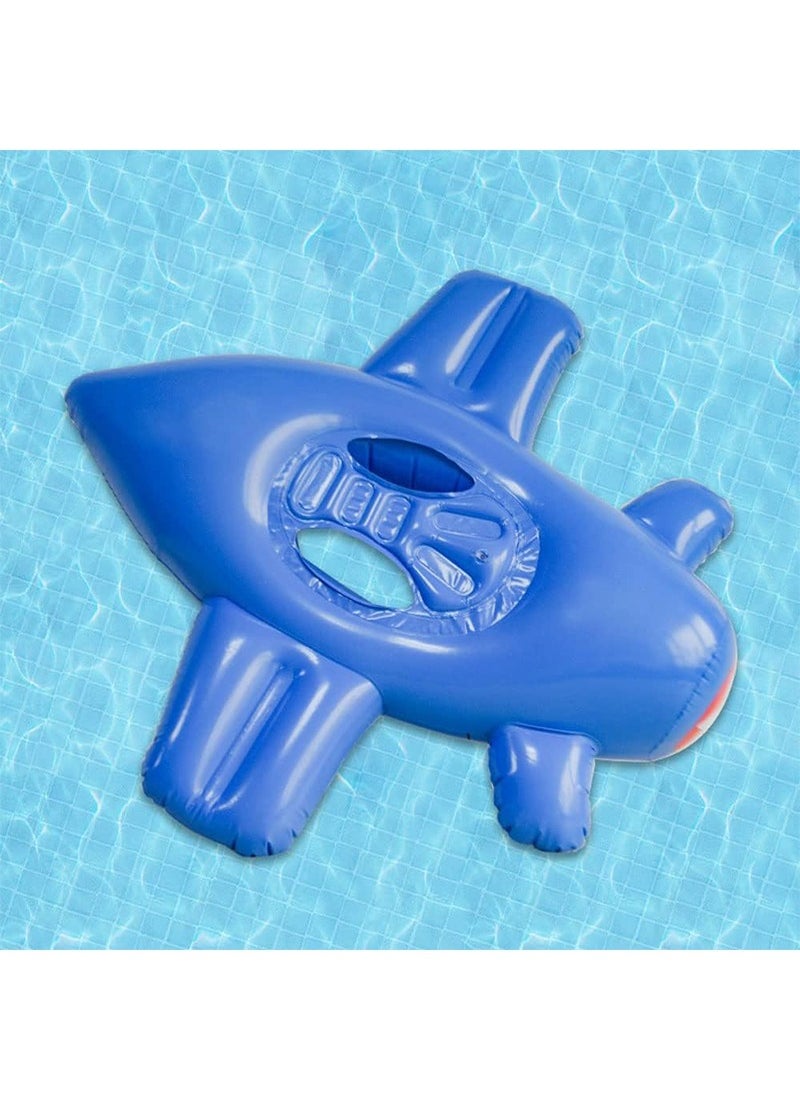 TAPIT - Children's Swimming Inflatable Float Cool Airplane-shaped Swimming Float Seat Ring with Steering Wheel for Swimming Pool, Water Play Toy for Kids 1-6 Years Old (Blue) - Image 1