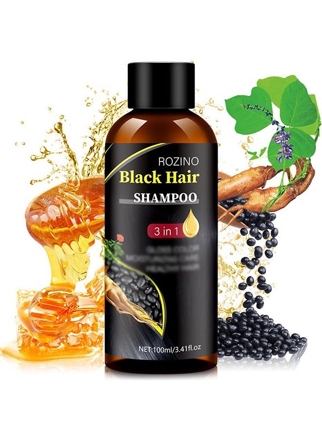 روزينو شامبو الشعر 3 في 1، تنظيف عميق وترطيب للشعر، سهل التنظيف، يحتوي على الفاصوليا السوداء والعسل وخلاصة الجينسنغ، مرطب للشعر ناعم وحريري، يجعل الشعر يبدو منفوشاً ولامعاً - 100 مل - Image 1