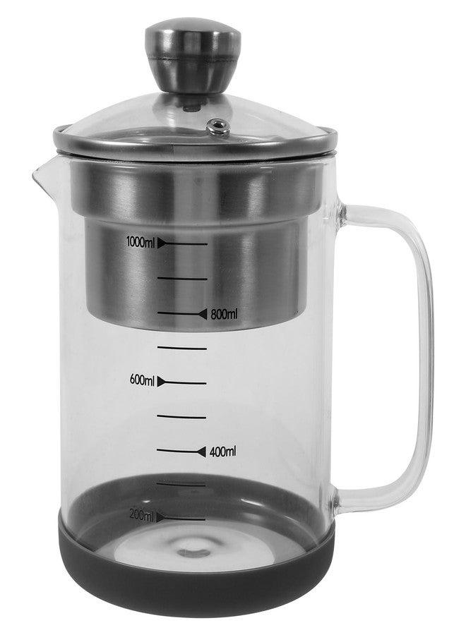 ياردوي مصفاة زبادي ياردوي مع غطاء، مصفاة حليب جوز شفافة سعة 1000 مل مع مقياس، إبريق زجاجي للعصير والحليب والمشروبات الباردة أو الساخنة - Image 1