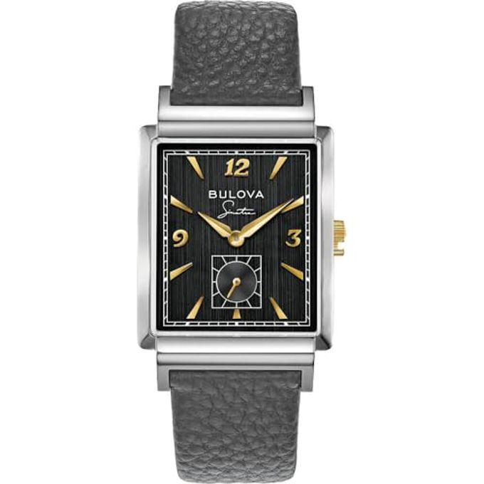Bulova Men'S Frank Sinatra "My Way" Leather Strap Watch, Silver Tone Style: 98A261 - Image 1
