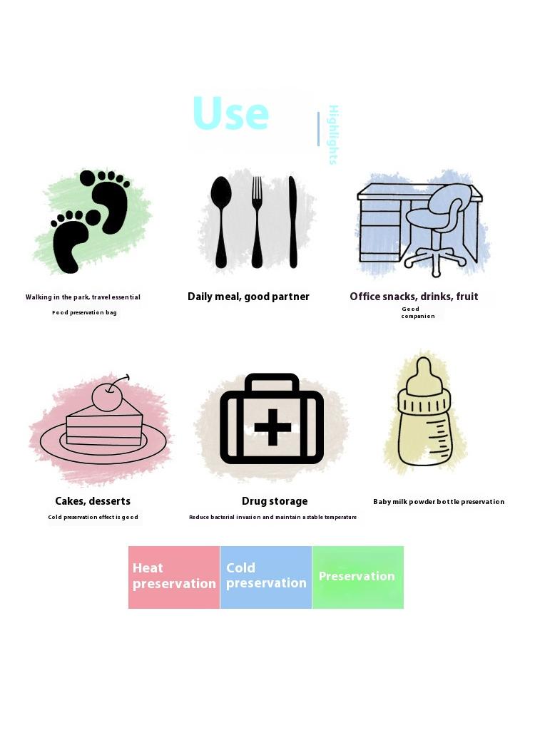 SANNE Thermal Insulated Lunch Bag Handheld Double-Layer Picnic Bag - Image 2