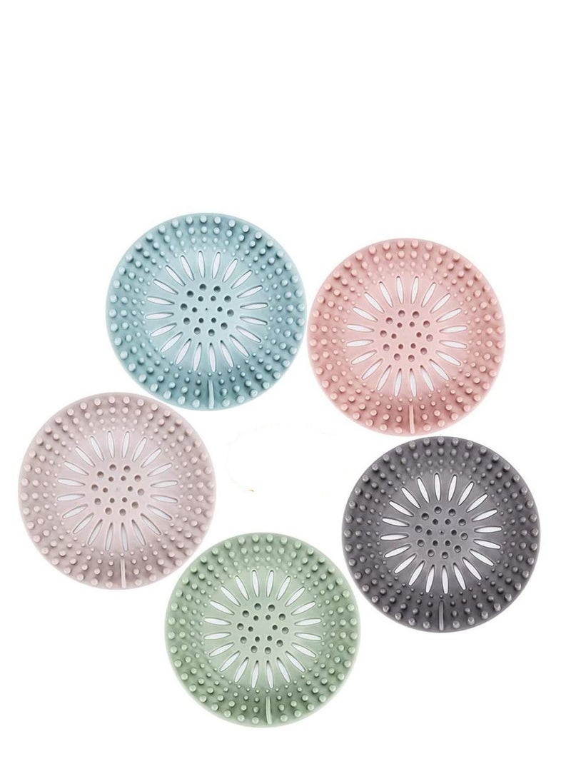 NIBEMINENT Hair Catcher Durable Silicone Stopper Shower Drain Covers Easy to Install and Clean Suit for Bathroom Bathtub Kitchen 5 Pack - Image 1