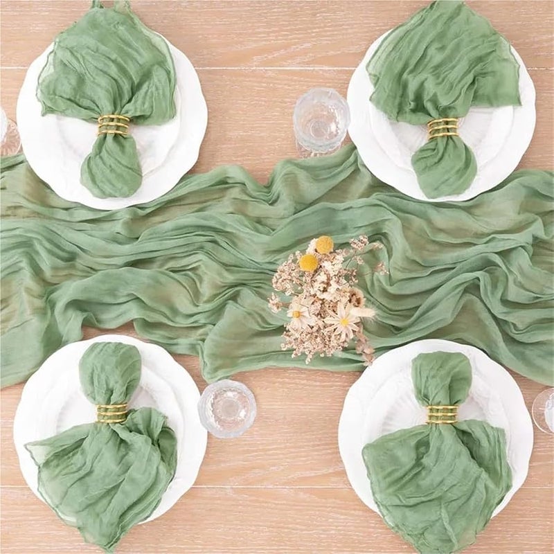 Sage Green Cheesecloth Napkins 6pcs Table Placemats For Dining Wedding Party - Image 4