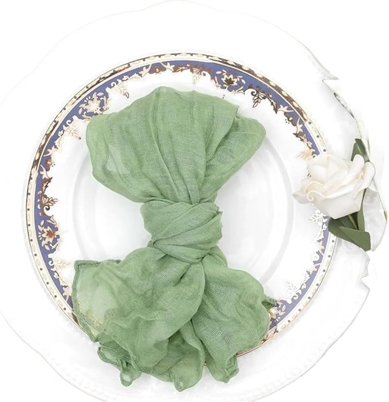 Sage Green Cheesecloth Napkins 6pcs Table Placemats For Dining Wedding Party - Image 3