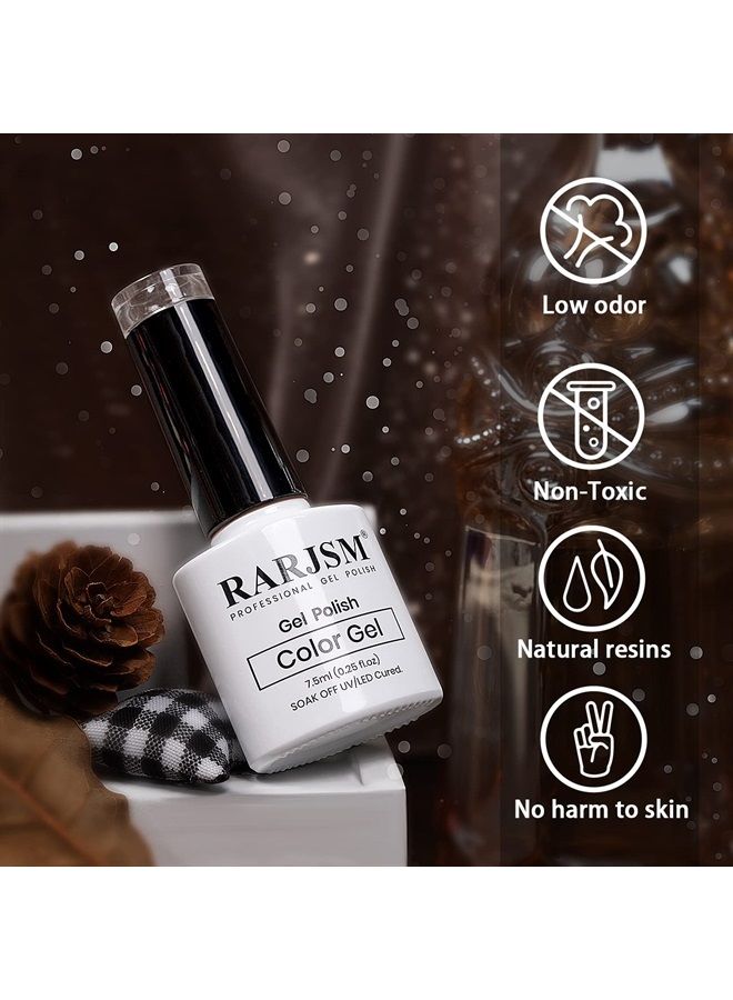 RARJSM Reflective Glitter Gel Polish,Flash Dimond Caramel Brown Gel Nail Polish Winter Colors Sparkly Shiny Gel Nail Art UV LED Curing Need Nail Gel for Manicure DIY and Nail Salon 7.5ML - Image 3