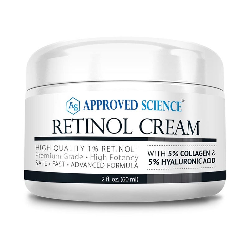 Approved Science Retinol Cream with 1% Retinol, 5% Collagen, and 5% Hyaluronic Acid - Revitalize, Brighten, Firm, and Plump Skin - 2 fl. oz. (60 ml) - Image 1