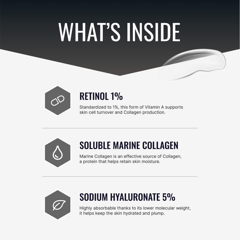 Approved Science Retinol Cream with 1% Retinol, 5% Collagen, and 5% Hyaluronic Acid - Revitalize, Brighten, Firm, and Plump Skin - 2 fl. oz. (60 ml) - Image 2