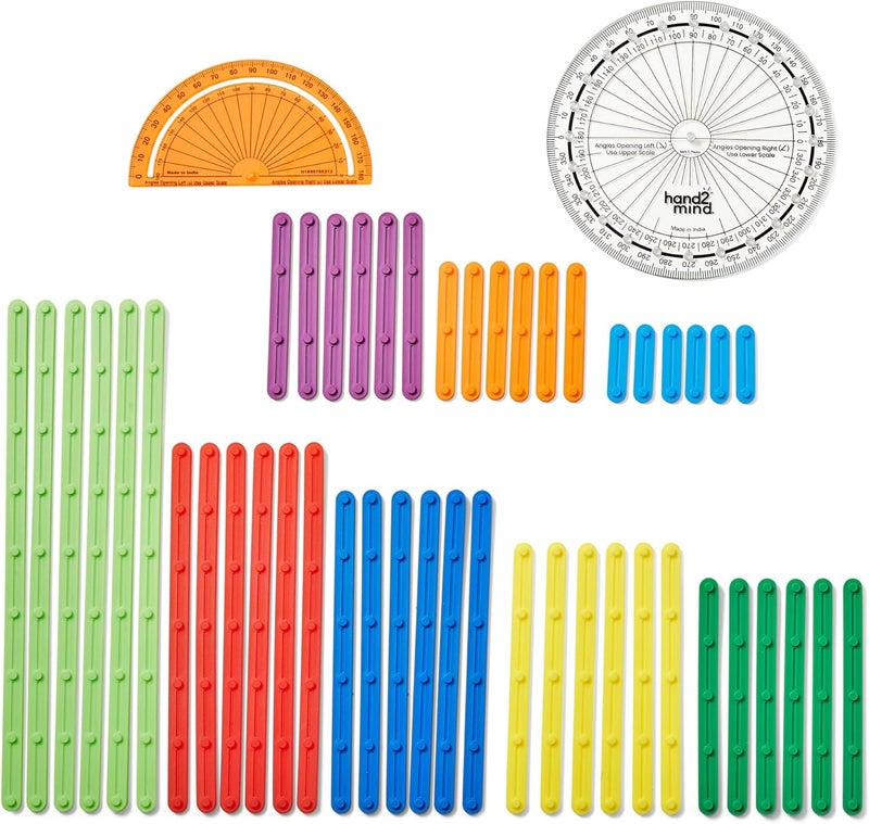 hand2mind hand2mind AngLegs Small Group Set with 8 Protractors Geometry Manipulatives Geometric Shapes for Classroom Montessori Math Materials Math Teaching Tools 4th Grade Math Manipulatives for Kids - Image 3