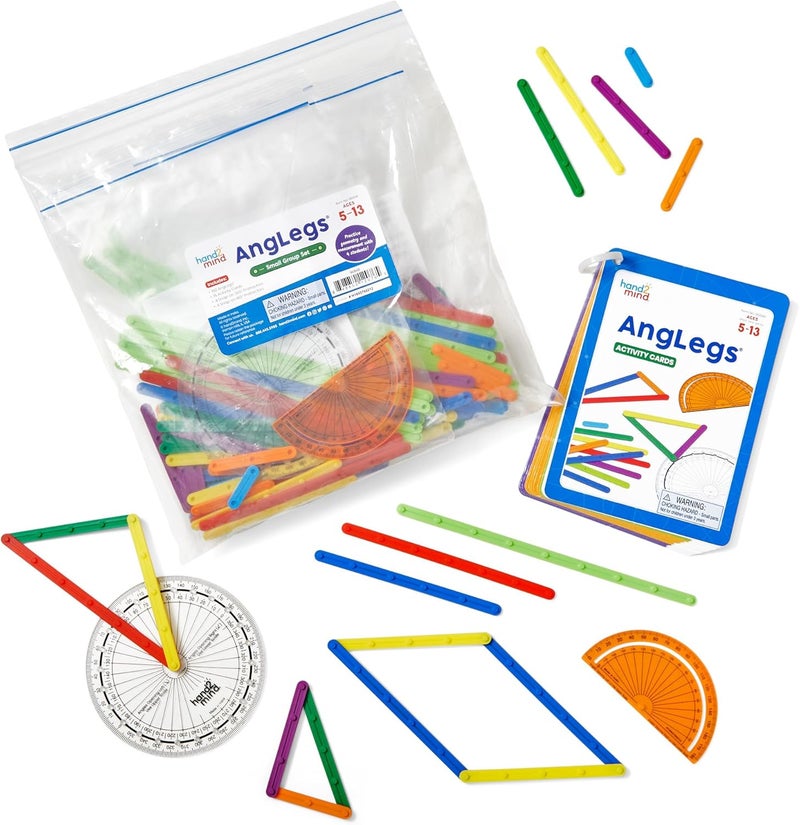 hand2mind hand2mind AngLegs Small Group Set with 8 Protractors Geometry Manipulatives Geometric Shapes for Classroom Montessori Math Materials Math Teaching Tools 4th Grade Math Manipulatives for Kids - Image 1