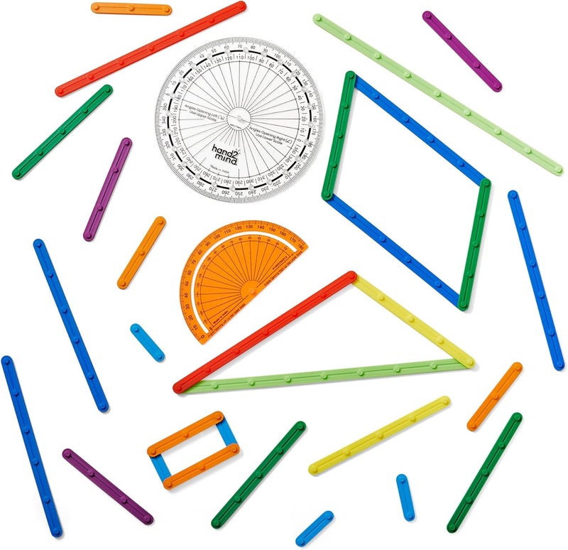 hand2mind hand2mind AngLegs Small Group Set with 8 Protractors Geometry Manipulatives Geometric Shapes for Classroom Montessori Math Materials Math Teaching Tools 4th Grade Math Manipulatives for Kids - Image 4