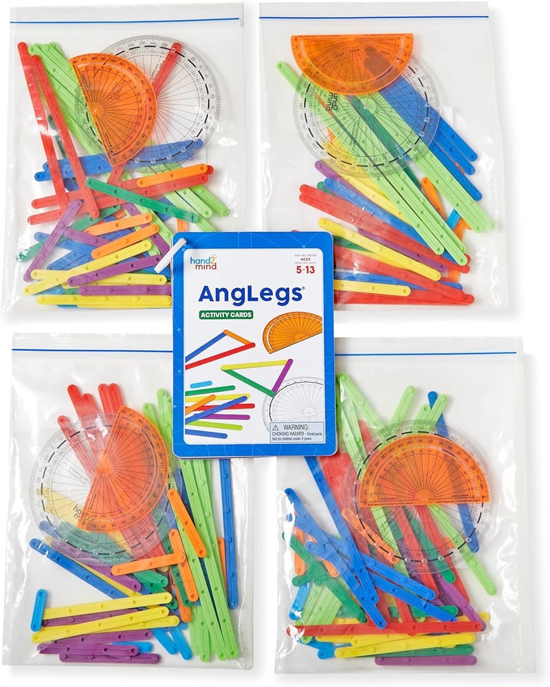 hand2mind hand2mind AngLegs Small Group Set with 8 Protractors Geometry Manipulatives Geometric Shapes for Classroom Montessori Math Materials Math Teaching Tools 4th Grade Math Manipulatives for Kids - Image 2