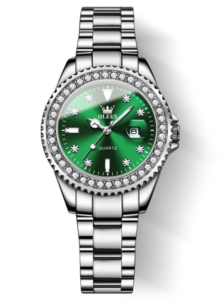 أوليفز ساعات نسائية كوارتز ستانلس ستيل مقاومة للماء أنالوج 34 مم فضية 9945 - Image 1