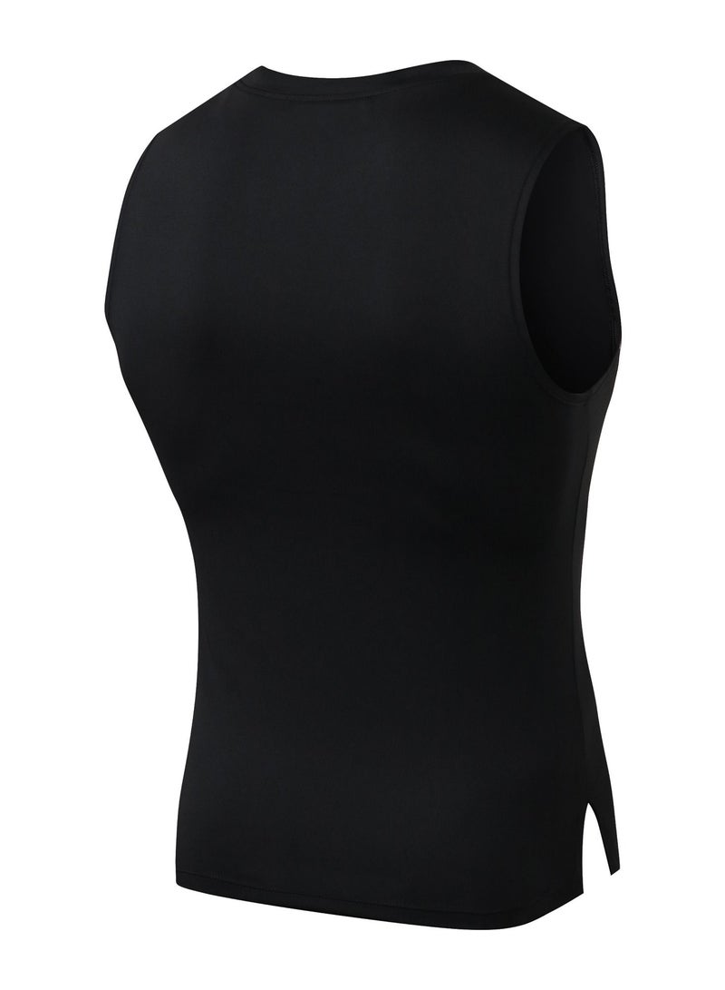 Loquat Men Quick Dry Breathable Elastic Vest Black  - Image 2