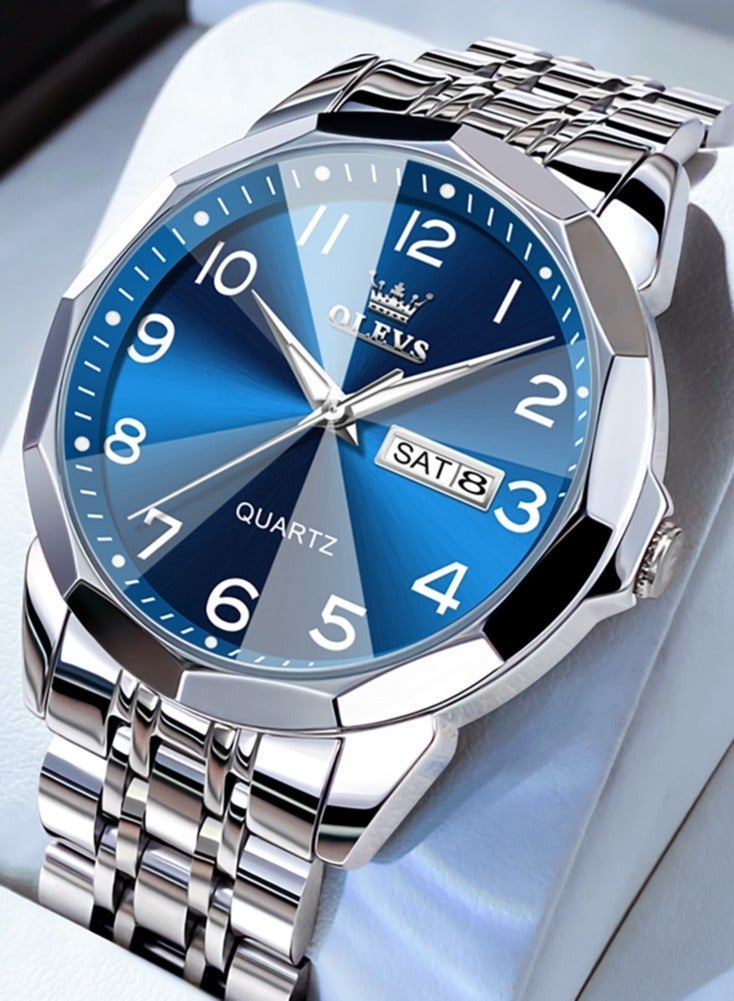 OLEVS Watch for Man Waterproof Men's Watches Digital Dial Quartz Watch for Man Luminous Stainless Steel Wristwatch Male Date Week - Image 2