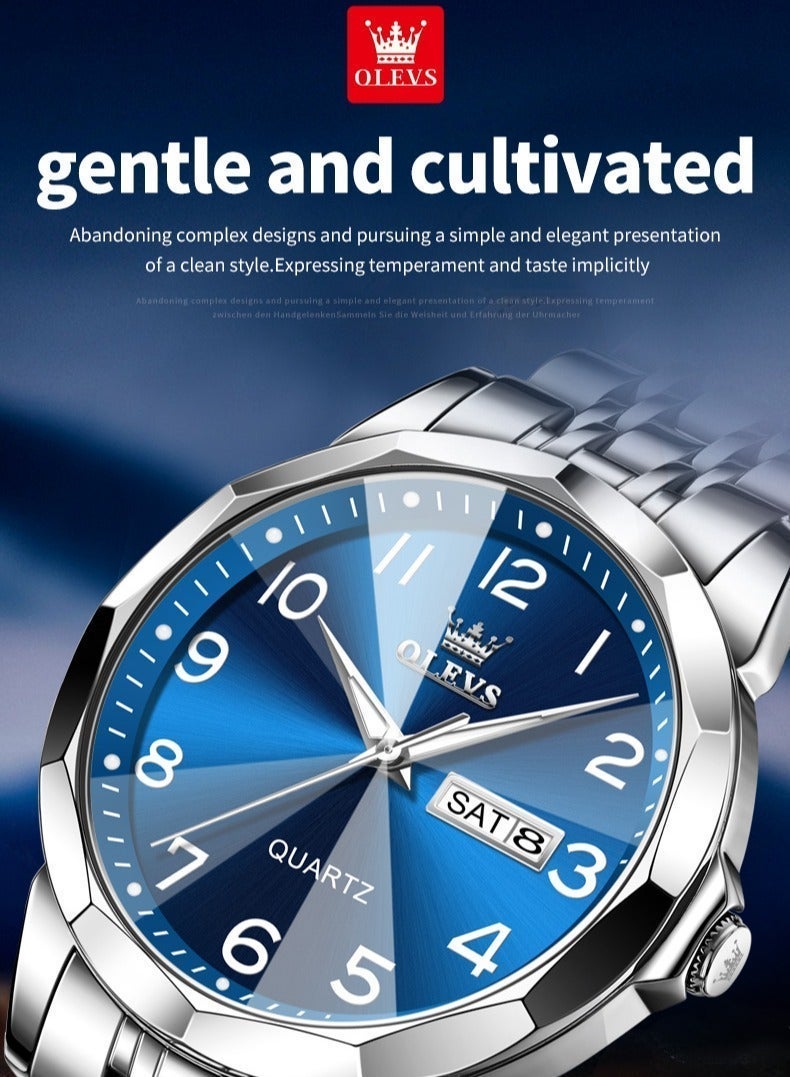 OLEVS Watch for Man Waterproof Men's Watches Digital Dial Quartz Watch for Man Luminous Stainless Steel Wristwatch Male Date Week - Image 5