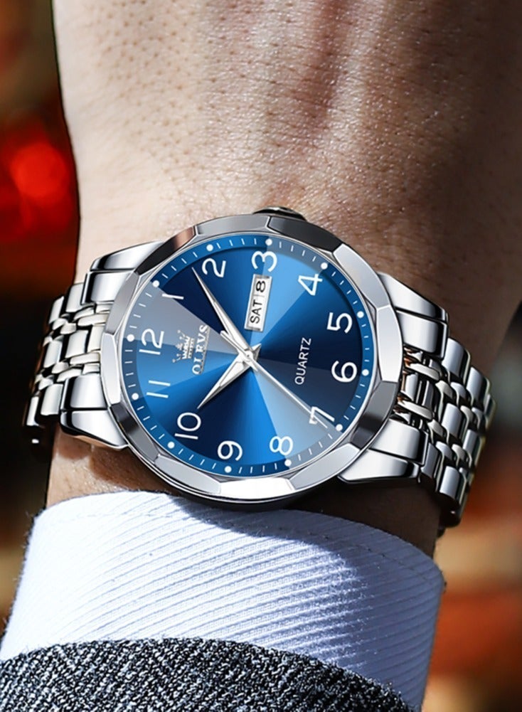 OLEVS Watch for Man Waterproof Men's Watches Digital Dial Quartz Watch for Man Luminous Stainless Steel Wristwatch Male Date Week - Image 4