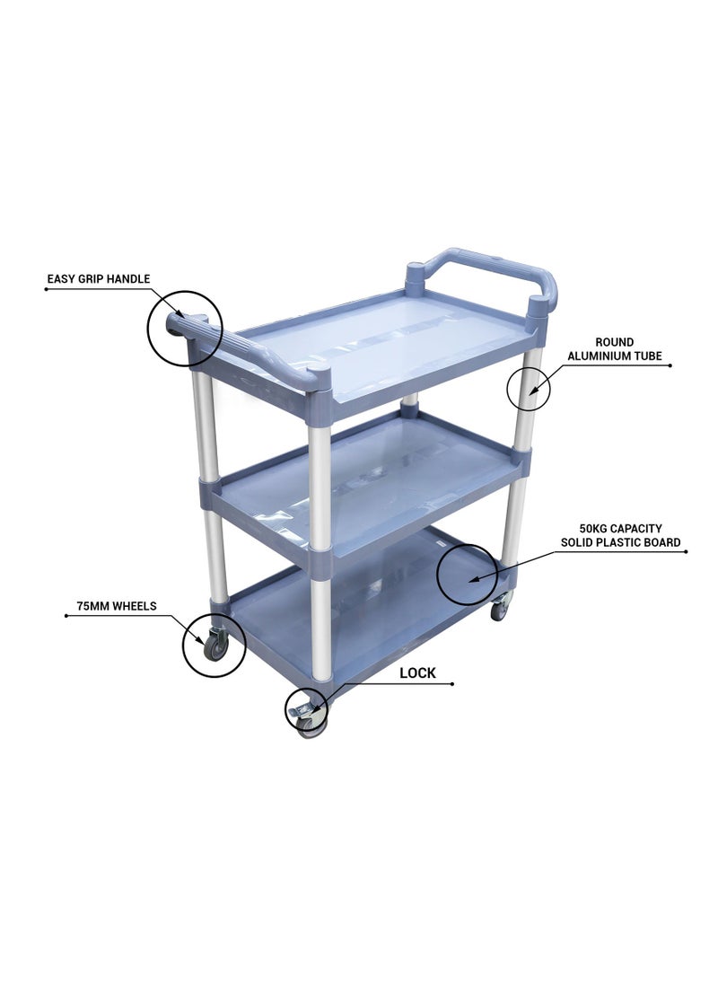Grace - Grace Utility Rolling Cart Serving Thick Plastic 3 Ter Trolleys On Wheels Kitchen Storage Trolley Bar Service Trolley Multifunction Trolley 88x44x94cm - Image 1