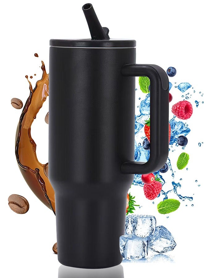 40 oz Tumbler with Handle and Flip Straw Travel Mug Cup for Water Iced Tea or Coffee Smoothie and More  - Image 1