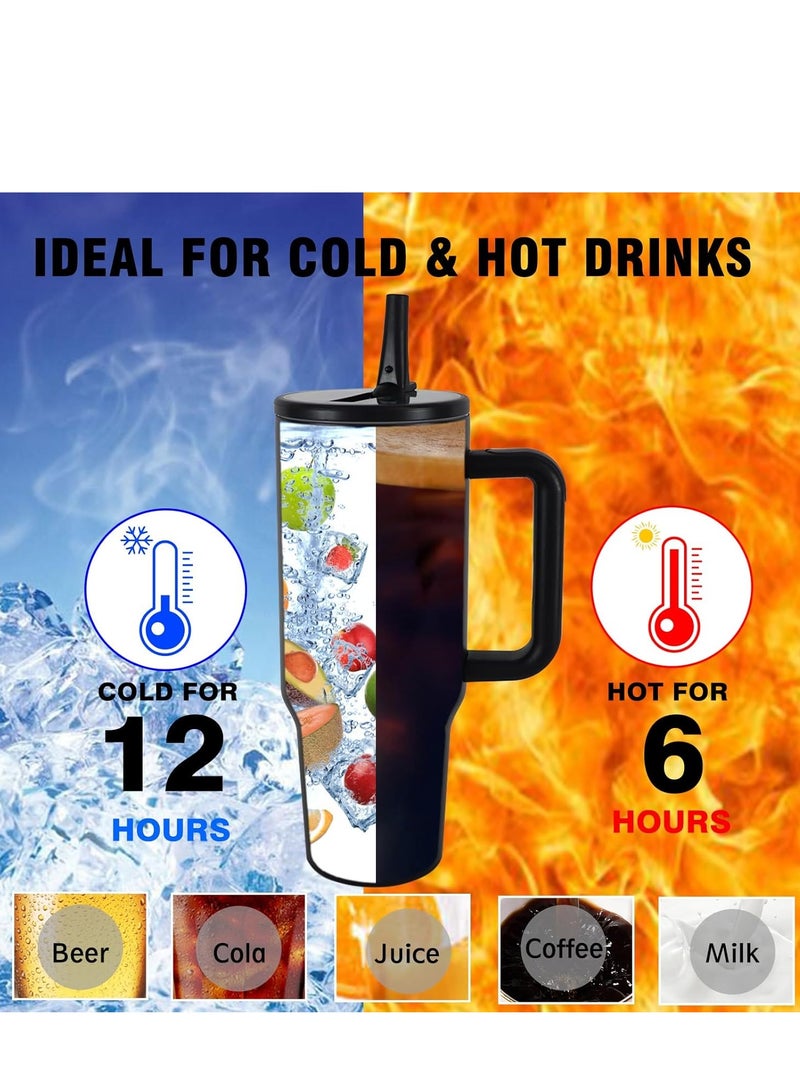 40 oz Tumbler with Handle and Flip Straw Travel Mug Cup for Water Iced Tea or Coffee Smoothie and More  - Image 3