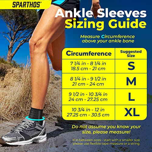 Sparthos Ankle Compression Socks (Pair) - Plantar Fasciitis Sleeves with Arch Support - Foot Ankle Brace for Men and Women - Relieve Heel Pain, Reduce Swelling, Achilles Tendon Treatment (Black-XL) - Image 5