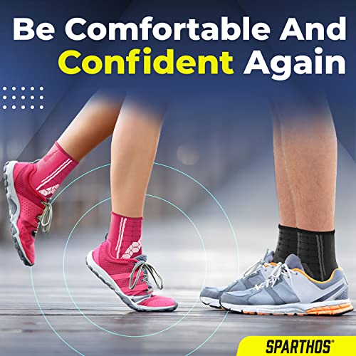 Sparthos Ankle Compression Socks (Pair) - Plantar Fasciitis Sleeves with Arch Support - Foot Ankle Brace for Men and Women - Relieve Heel Pain, Reduce Swelling, Achilles Tendon Treatment (Black-XL) - Image 4