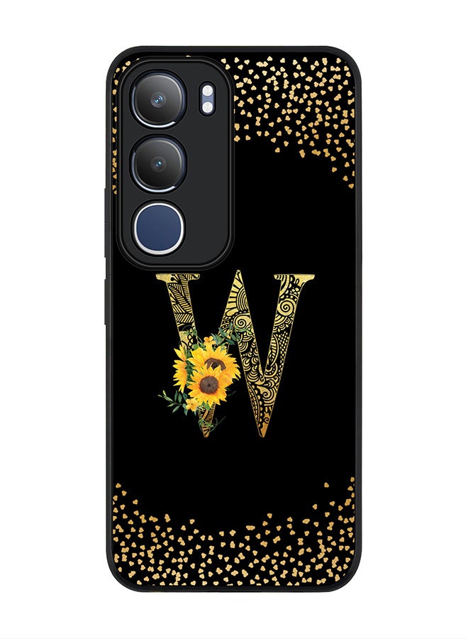 Stylizedd For vivo Y19s / Y19s Pro Case,Slim fit Camera Protection, Shockproof Thin Phone cover  - Custom Floral Monogram - W ( Black )