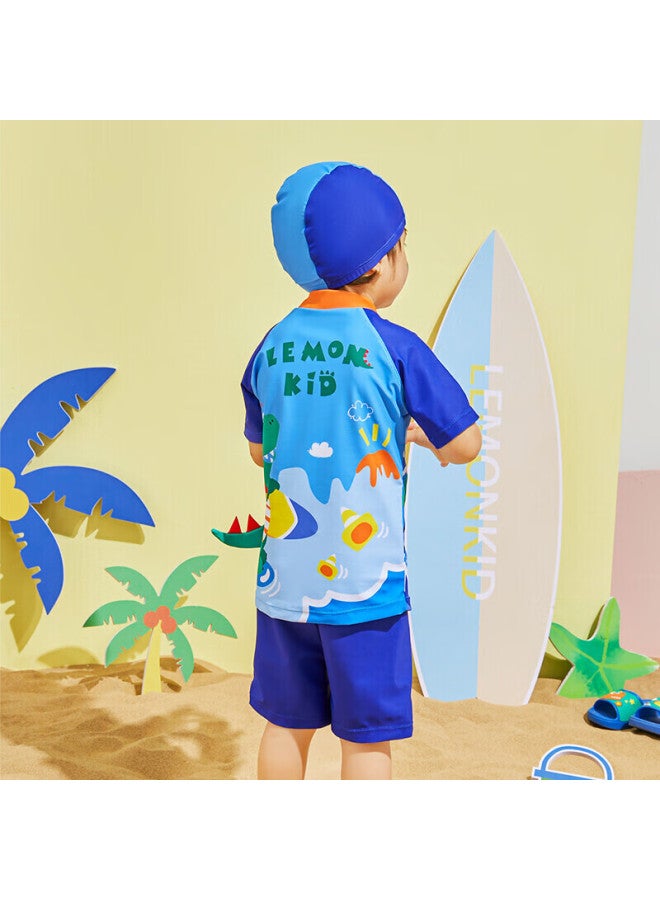 Lemonkid Children's Swimwear, Boys And Girls Quick-dry Two-piece Swimsuit, For Older Kids And Toddlers, Surfing Dinosaur Pattern, Size 120 - Image 3