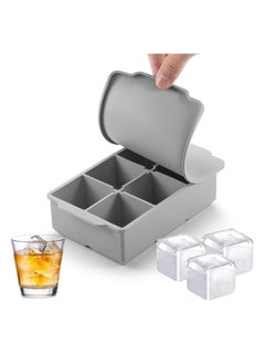 spa luxetique Large Ice Cube Tray with Lid, Stackable Big Silicone Square Ice Cube Mold for Whiskey Cocktails Bourbon Soups Frozen Treats, Easy Release BPA Free  - Image 1