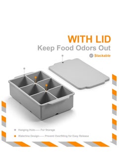 spa luxetique Large Ice Cube Tray with Lid, Stackable Big Silicone Square Ice Cube Mold for Whiskey Cocktails Bourbon Soups Frozen Treats, Easy Release BPA Free  - Image 2
