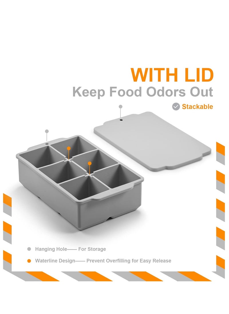 spa luxetique Large Ice Cube Tray with Lid, Stackable Big Silicone Square Ice Cube Mold for Whiskey Cocktails Bourbon Soups Frozen Treats, Easy Release BPA Free  - Image 2