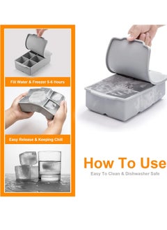 spa luxetique Large Ice Cube Tray with Lid, Stackable Big Silicone Square Ice Cube Mold for Whiskey Cocktails Bourbon Soups Frozen Treats, Easy Release BPA Free  - Image 4