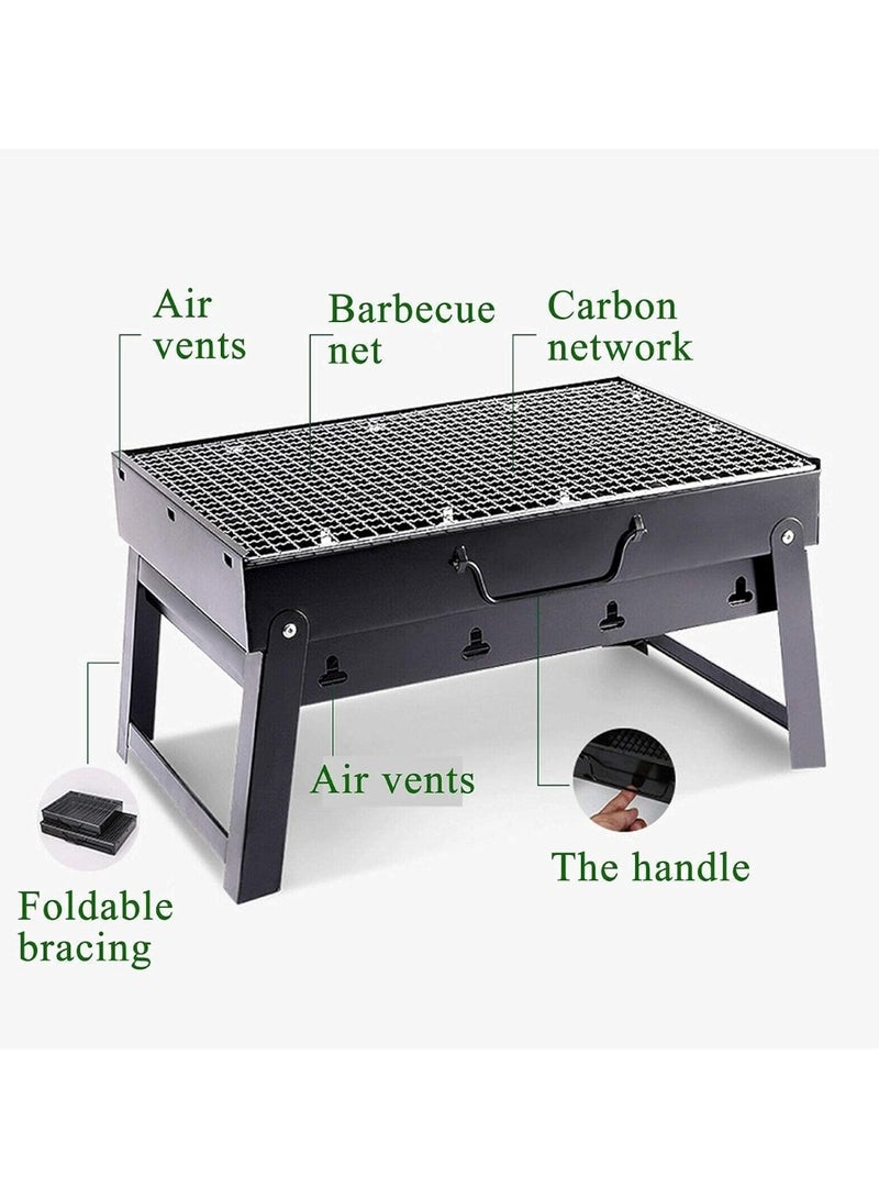 Compact Stainless Steel Folding Charcoal Grill for Camping & Outdoor BBQ Oven Black - Image 4